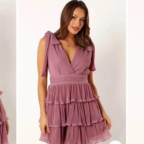 Petal & Pup Dusty Pink Ruffle Mini Dress L NWT - Picture 2 of 9